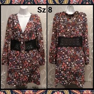 WOMENS MULTI COLOR FLORAL DRESS SIZE 8